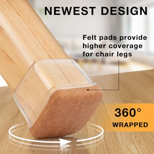 16 Pcs Square Chair Leg Floor Protectors for Hardwood Floors | Thick, Durable & Tear-Resistant Silicone Furniture Pads Caps Protect Wooden Floors from Scratches & Noise (Fit 9/10" to 1") - size: M - 16 Pcs - Clear