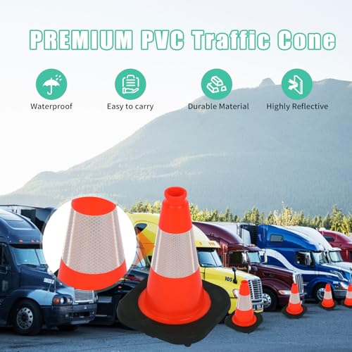 BESEA 12" inch Traffic Cones Soccer Training Cones Sport Cones Road Parking Cone with 4" Highly Reflective Collar(8 Pack) - size: 12 inch