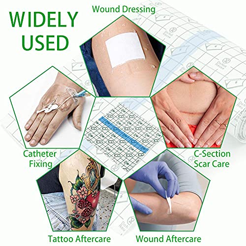 50 Pieces 4 x 4 in Stretch Waterproof Adhesive Bandages Transparent Film for Tattoo Aftercare and Skin Repair Adhesive Tattoo Supply Wrap - size: 4 x 4 Inch(Pack of 50)