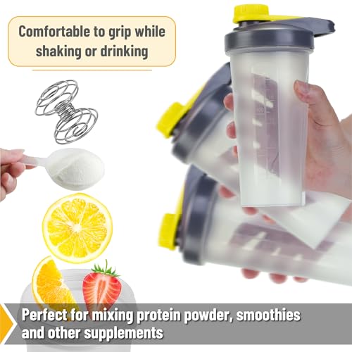Mr. Pen- Shaker Bottles for Protein Mixes with Twist Cap, 28 oz | Gray/Yellow, Protein Shaker Bottle with Wire Whisk Ball - color: Gray/Yellow