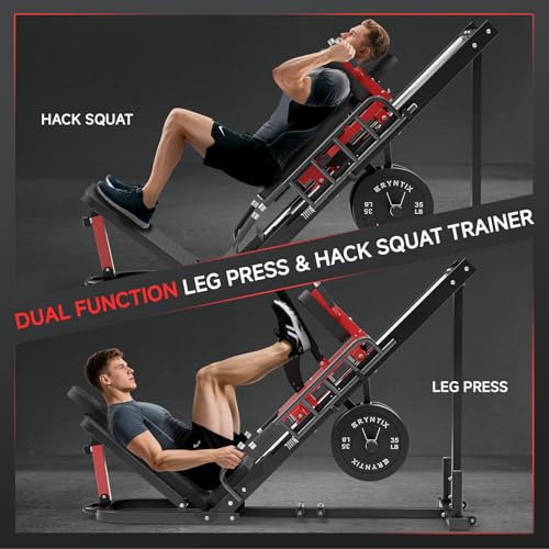 Leg Press Hack Squat Machine Combo, 45° Leg Exercise Machine ,Lower Body Special with Weight Storage for Quads, Hamstring, Glutes, Calves, Compact Home Gym Leg Day Equipment - style: Leg Machines