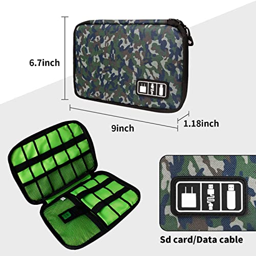 Lcsmaokin Electronics Travel Organizer,Portable Waterproof Electronic Travel Storage Bag for Small Charging Cord Storage,Charger,SD Card etc,for Travel,Business -Camouflage Green - color: C-Camouflage, size: Single Layer