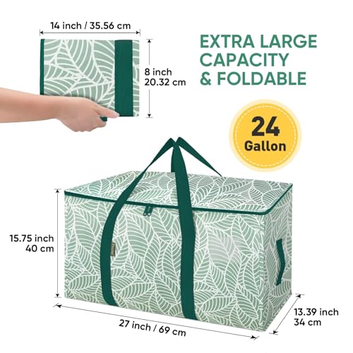 BALEINE 4-Pack Oversized Moving Bags with Reinforced Handles, Heavy-Duty Storage Tote for Clothes, Moving Supplies (Antique Folidage, 4-Pack) - color: Antique Folidage, size: 4-Pack