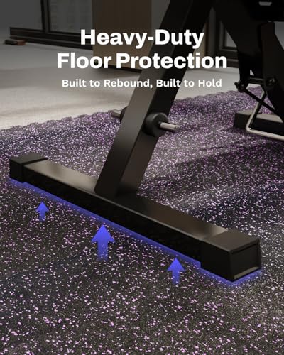 AIRHOP 0.56in Thick 24 Sq Ft Exercise Equipment Mats, 6 Tiles Upgraded Rubber Top with High Density EVA Foam, Large Interlocking Puzzle Gym Flooring for Home Gym, Heavy Weight Workout, 24 x 24in - color: Black/Purple, size: 24 Sq Ft (6 Tiles)