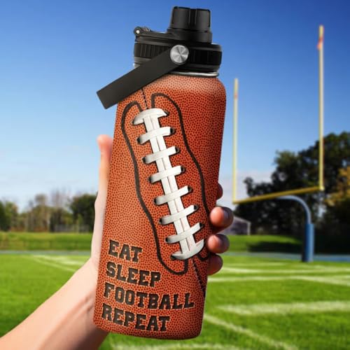 SANDJEST Football Water Bottle 32oz Insulated Stainless Steel Sports Bottle - Football Fans - color: Football 2