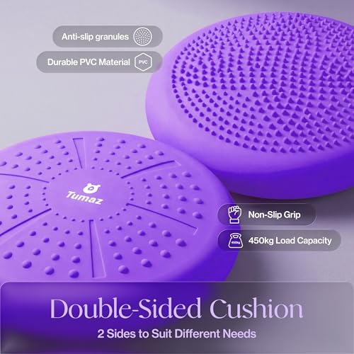 Tumaz Wobble Cushion - Wiggle Seat to Improve Sitting Posture & Stay Focused for Sensory Kids, Balance Disc to Core Strength & Flexible Seating [Extra Thick Balance Board, Pump Included Wobble Board] | Extra Thick | Supports Active Sitting | For Sensory K