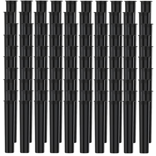 Urekt 100 Pack 116mm Tubes Black Plastic Pop Top Pill Storage Tubes, Child Resistant Waterproof Pill Plastic Tube Pill Container Medicine Holder BPA Free