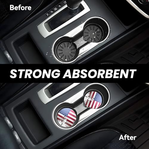 Lacrosse Car Coasters for Cup Holders, 2 Pack Absorbent Ceramic Drink Cup Coaster for Women Men, Auto Interior Accessories - color: T10