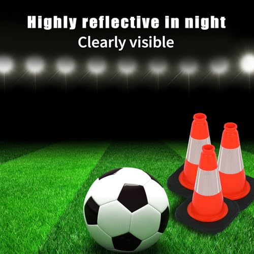 BESEA 12" inch Traffic Cones Soccer Training Cones Sport Cones Road Parking Cone with 4" Highly Reflective Collar(8 Pack) - size: 12 inch