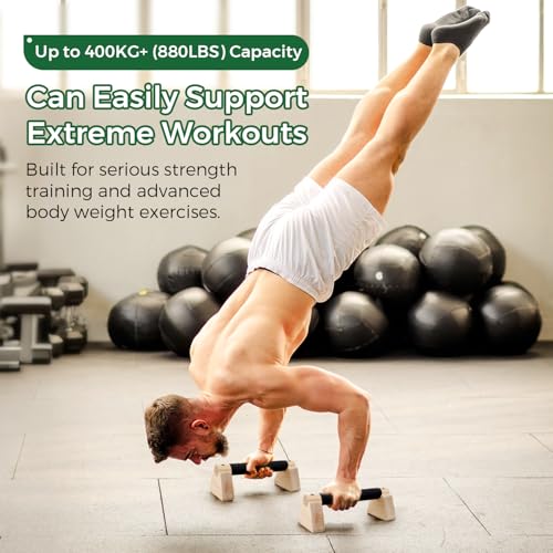 Wooden Parallettes Bars & Push Up Bars – Premium Handstand Training Push Up Handles, Non-Slip Calisthenics Equipment for Men & Women, Perfect Home Gym Fitness Tool for Strength & Balance, 23.5cm