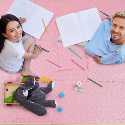 Arrowbash 12x12x1 Inch EVA Thick Interlocking Foam Floor Tiles Puzzle Exercise Mat Foam Mats for Home Gym Pets(Pink,12) - color: Pink, size: 12