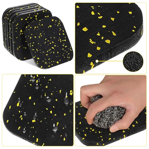 PRETYZOOM 6 Pcs High-Density Rubber Shock Absorbing Treadmill Mats, Non-Slip Vibration Damping Pads for Floor Protection and Soundproofing, Exercise Equipment Pads for Home Gym Use