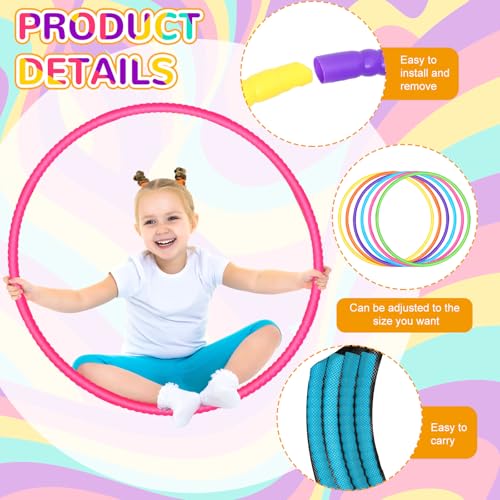 Sratte 6 Pcs Exercise Hoop Detachable Adjustable Plastic Hoops Snap Together Toy Ring Color Playground Toys for Girls and Boys Party Games, Sports, Exercise, Dog Training(32 Inch,Simple Colors) - color: Simple Colors, size: 32 Inch