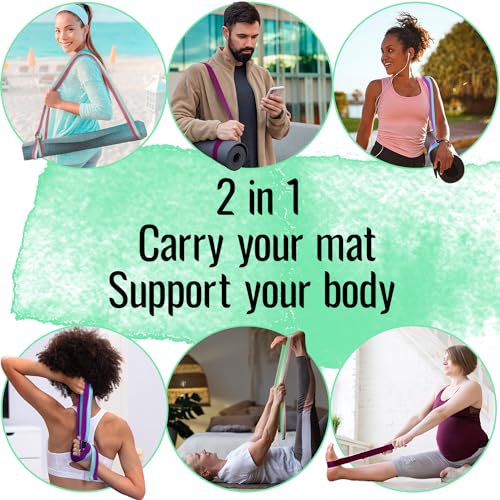 TECEUM Yoga Mat Strap – Extra Soft & Thick Cotton Carrier for All Mats | Adjustable Skin-friendly & Non-Slip Mat Holder Sling in 30+ Colors [Mat Not Included] - color: Gray, size: 64 IN