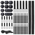 137PCS Cable Management Kit 4 Cable Sleeve Split 100 Cable Zip Ties 10 Cable Clips 15 Adhesive Wall Cable Tie 10 Cable Zip Tie for TV Computer Office Home Under Desk - color: Black