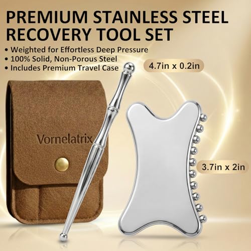 Stainless Steel Gua Sha & Muscle Scraper Tool Set – 2-in-1 Manual Deep Tissue Body Massager with Acupressure Pen – Ergonomic Handheld Tool for Myofascial Release, Trigger Points & Mobility - style: JK2D