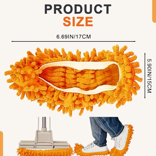 Mop Slippers Floor Cleaning Slippers Reusable Slipper Mop Covers Wearable Floor Cleaner for Household Indoor Use ,Orange Color - color: Orange Color