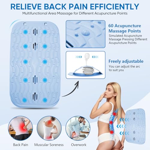 Ergonomic Lumbar Support Board, Lower Back Stretcher Adjustable Air Compression Mat Spinal Decompression Device, Back Stretcher for Lower Back Pain Relief,Ideal for Adults at Home or Work (blue) - color: blue