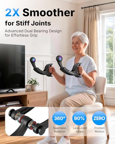 Merach Ropeless Battle Ropes for Home Gym, Forearm Strengthener & Arm Trainer, Wrist-Friendly Ergonomic Non-Slip Handle, Smooth Bearing, Portable Exercise Equipment for Recovery Training - color: Black