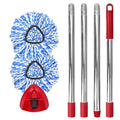 Nuorest Spin Mop Replacement Set for O-Ceda 2-Tank System, Includes 2 Mop Head Replacement, 1 Mop Handle (30-58in Adjustable 4-Section Pole), 1 Spin Base - size: 2 Heads+1 Handle+1 Base(2-TANK)