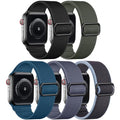 Adorve Stretchy Band Compatible with Apple Watch Bands Ultra 3/2/1 49mm 46mm 45mm 44mm 42mm 41mm 40mm 38mm Men Women, Soft Nylon Elastic Braided Strap Fits for iWatch Series 11/10/9/8/7/6/5/4/3/SE3-1 - color: Black/Dark Army Green/Arctic Blue/Blue Gray/Da