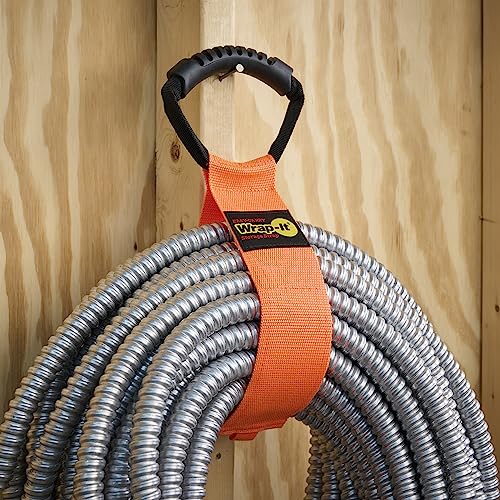 Easy-Carry Wrap-It Storage Straps - 28" (2-Pack) Blaze Orange | Heavy-Duty Hook and Loop Cord Carrying Strap, Hanger, and Organizer with Handle for Pool Hoses, Garden Hoses, Cords, Cables - color: Blaze Orange, size: 28" (2 Pack)