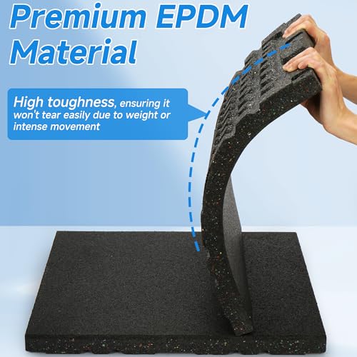 1.37'' Thick EPDM Exercise Equipment Mat Shock Absorbing Mats | 2 PCS 20'' X 20'' Heavy Duty Rubber Silencer Drop Pads Noise Reducing Weightlifting Crash Floor Mats for Home Gym, Black