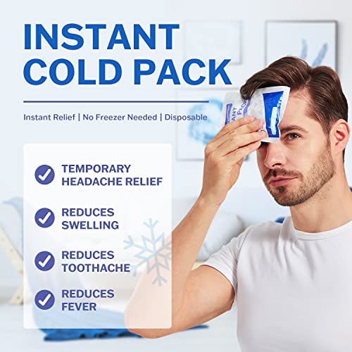 50 Pack - Instant Cold Packs - Instant Ice Packs for Injuries | Disposable Cold Compress Ice Pack for Pain Relief, Swelling, Inflammation, Sprains, Toothache - Cold Pack for Athletes - style: 50 Pack