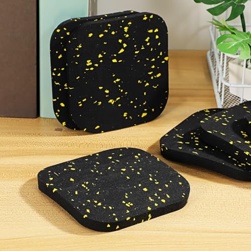 6 Pcs Anti Shock Treadmill Mat Pads, Thick High Density Rubber Exercise Equipment Mats for Vibration Damping, Noise Reduction, and Floor Protection in Home Gym