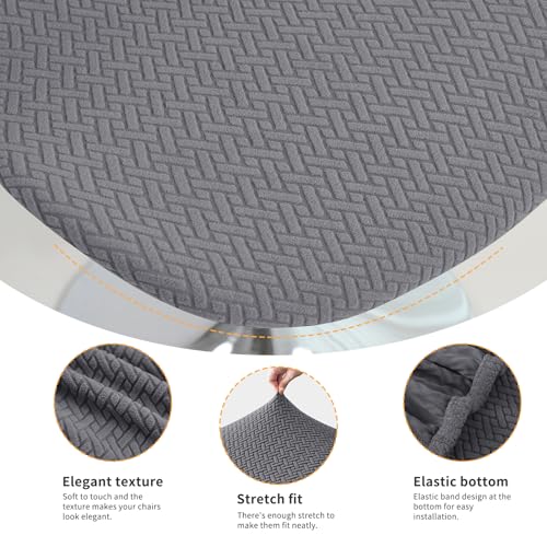 Gollense Bar Stool Covers with Backs, Set of 4 Stretch Jacquard Barstool Seat Covers, Washable Swivel Pub Counter Height Chair Slipcover Protector for Home Kitchen Cafe (T-Shaped Jacquard-Dark Grey) - color: T-shaped Jacquard-dark Grey