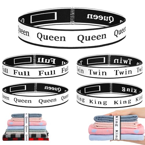 4Pcs Bed Sheet Organizer Bands Sheets Labels for Elastic Bedding Linen Closet Storage Foldable Sheet Set Organizer Sheet Keeper Band(Queen,King,Full,Twin) - size: 4Pcs-Mix
