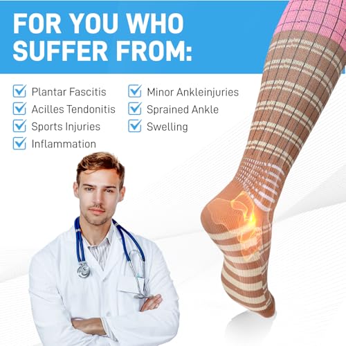 IRAMY Compression Socks Women Ankle Support Gradient Compression Wicking Moisture Knee High Socks 3 Packs - color: Pink+black+brown-3 Packs, size: Medium
