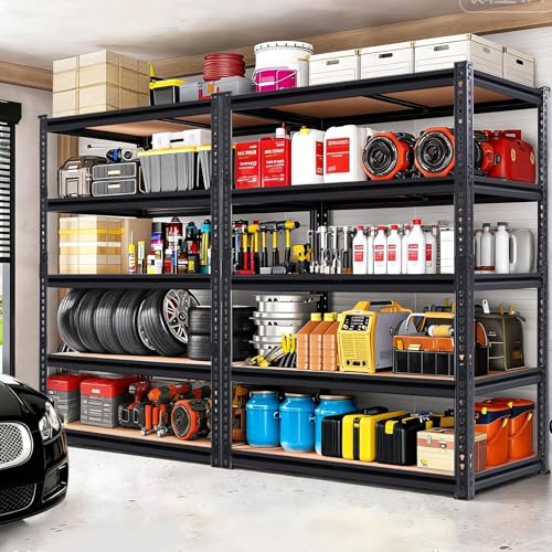 72" H Garage Storage Shelves,Storage Shelves Heavy Duty,2400LBS Metal Shelving Units,Adjustable Garage Shelving Heavy Duty for Garage Storage,Warehouse,16"x35.5"x72 - size: 72" H x 35.5" W x 16" D