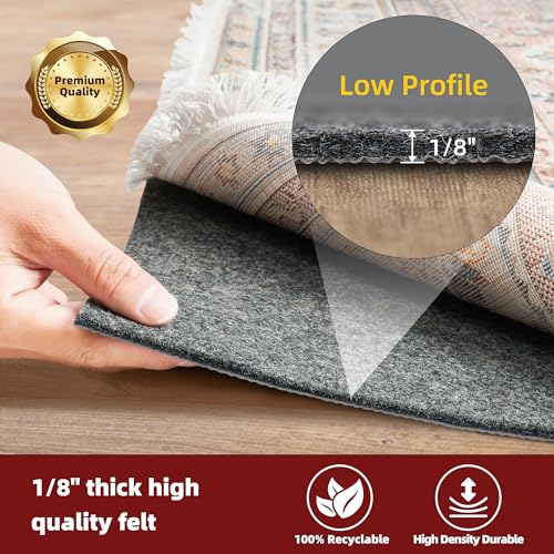 BAGAIL Felt and Natural Rubber Backing Rug Pads 1/8” Thick, 2.5 x 9.5 Ft Non Slip Rug Gripper Keep Rugs in Place, Under Area Rug Protective Cushioned Pads, Carpet Runners, Hardwood Floors Protection - size: 2.5' x 9.5' (Rectangular), style: 1/8" Thick
