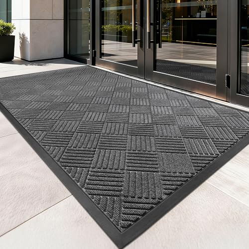 100pointONE Front Door Mat, Heavy Duty Indoor Outdoor Doormat, 72" x 24" Low Profile Outdoor Mats for Home Entrance, Stain and Fade Resistant Welcome Mat Ideal for High Traffic Area, Diamond Grey - color: Grey Diamond, size: 2' x 6' (Rectangular)