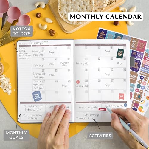 Legend Wellness Planner & Food Journal – Daily Diet & Health Journal with Weight Loss, Measurement & Exercise Trackers – Lifestyle & Nutrition Diary – Lasts 6 Months, A5 size – Mystic Gray - color: Mystic Gray Gold Foil, size: A5 (5.8” x 8.3”)