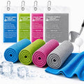 PJT Cooling Towels for Neck and Face, 40" x 12" Ice Silk Microfiber Towels for Hot Weather Outdoor Golf, Instant Cool Touch Breathable Sports Towels for Gym, Running, Yoga, Camping, 4 Pack