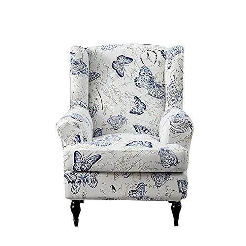 NILUOH Wingback Chair Slipcover 2 Pieces, Stretch Spandex Wingback Chair Covers Washable Slipcover for Wingback Armchairs Non-Slip Furniture Protector with Elastic Bottom for Living Room - color: 16