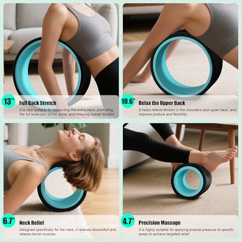 5 Pack Back Roller- Yoga Wheel for Back Pain Reliefn & Stretching, Back Wheel for Deep Tissue Massage, Foam Roller for Physical Therapy & Exercise | Blue - color: Blue and Black