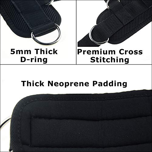 Upgrade Cable Machine Ankle Straps Fitness Cuffs for Men & Women, Neoprene Padded 4 D-Ring Heavy Duty Home Gym Cable Attachment for Glute Leg Butt Workout