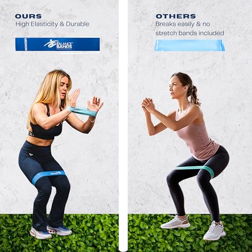 Resistance Bands – Exercise & Loop Stretch Bands for Working Out, Physical Therapy & Home Gym – 100% Natural Latex, Free Workout Videos – Co-Owned by Caroline Marks