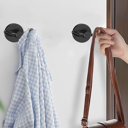 2 Pack Towel Hooks for Bathroom, Screw in Stainless Steel Wall Hooks for Hanging Coat Robe Keys(Matte Black) - color: Matte Black
