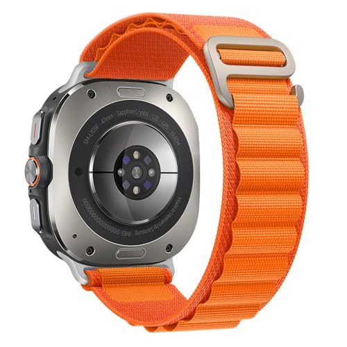 Trail Band for Samsung Galaxy Watch Ultra Bands 47mm Men/Women,Rugged Fabric Nylon Alpine Sport Loop Strap for Samsung Galaxy Watch 7 Ultra Band 47 mm 2024 Breathable Replacement Wristband - color: 03-Orange