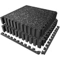 PRAISUN 0.56" Rubber Top Gym Flooring, Heavy Duty Interlocking Gym Mats for Home Gym, Non-Slip Workout Mat, 24 x 24in Large Gym Floor Mat, Protect Floors from Weights & Equipment, 48 Sq Ft, Black/Grey - size: 12 Tiles (48 Sq Ft)