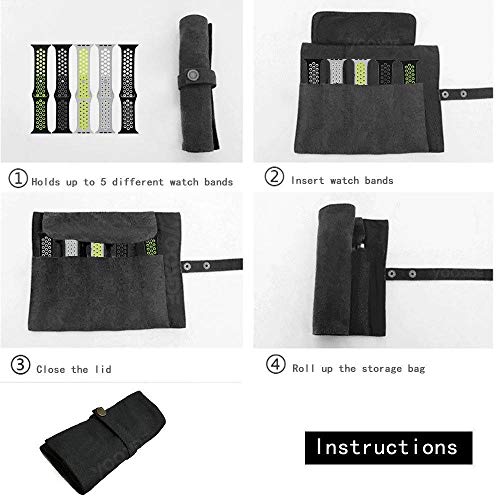 YOOSIDE Watch Band Accessories,Smart Watch Band Cotton Canvas Protable Storage Bag Case Pouch Organizer-Compatible with Apple Watchbands, Garmin Watch Band, Samsung Watch Band etc,