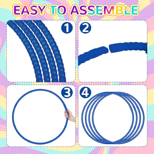 Shappy 6 Pcs Exercise Hoop Detachable Adjustable Plastic Toy Playground Toys Colored Hoop Circles for Teens Games Gymnastics Dog Agility Equipment Party Decor - color: Royal Blue, size: 20 Inch