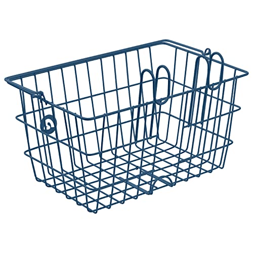 Retrospec Apollo-Lite Lift-Off Bike Basket - Detachable Steel Handlebar Basket with Carrying Handle for Commuting, Shopping & Beach Trips - 14.5in x 9.5in Weather-Resistant Biking Gear - color: Navy