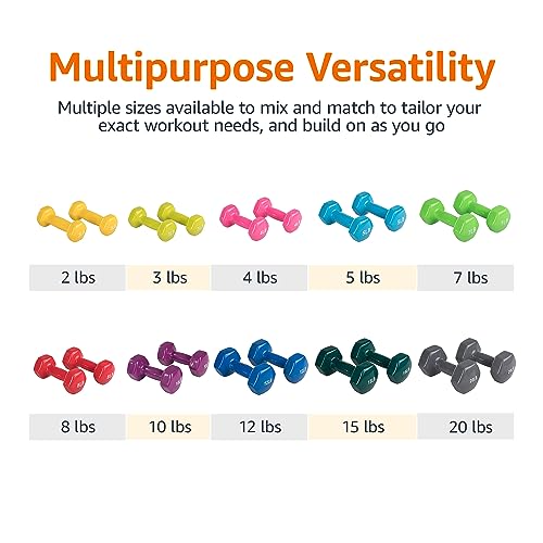 Amazon Basics Vinyl Coated Dumbbell Hand Weights - style: 3 Pounds, Pair
