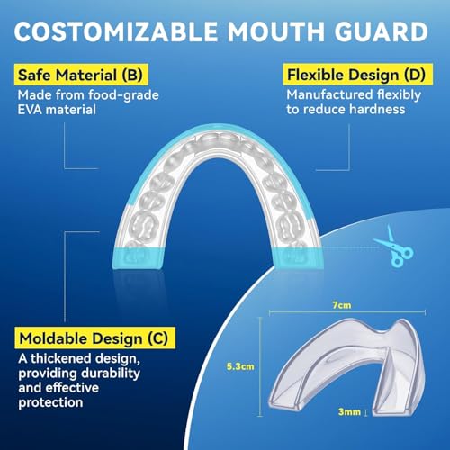 Mouth Guard for Grinding Teeth at Night: Mouth Guard for Sleeping - Comfortable & Reusable Night Guards for Teeth Grinding with Retainer Case (1.8 * 2.2 in) - size: 1.8*2.2 in