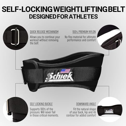 Schiek Sports Model 2004 Nylon 4 3/4" Weight Lifting Belt - Black - color: Black, size: Small